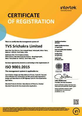 TVS Eurogrip Tyres ISO 9001 Certificate MDU