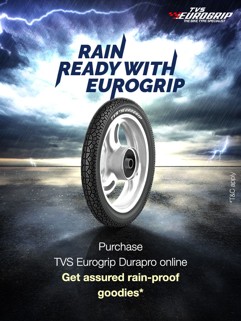 Two wheeler tyre page Mobile banner of TVS Eurogrip
